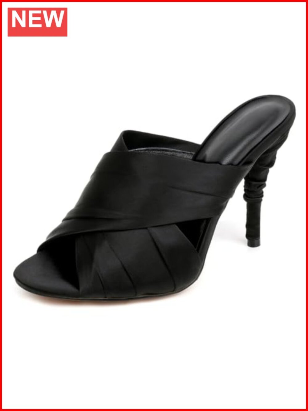 Satin Mule Heels Open Toe Slip-On Dress Stiletto Sandals